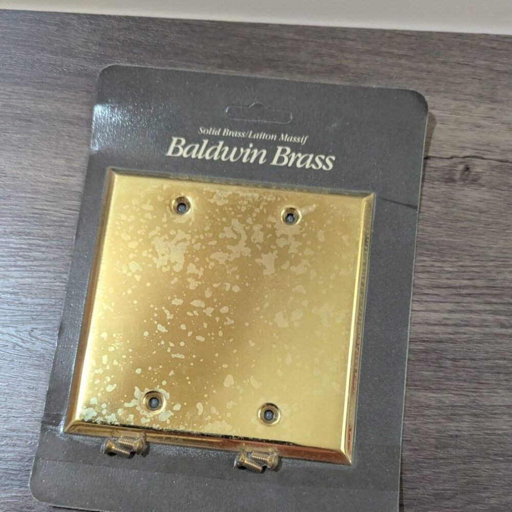 Baldwin Brass Solid‎ Brass Double Blank Wall Plate Cover 4763-060 Vintage Gold